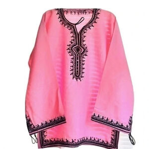 Moroccan pink embroidered traditional wear…